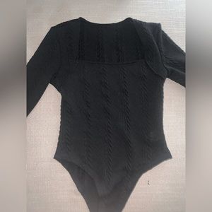 SHEIN Frenchy Cable Knit Square Neck Bodysuit